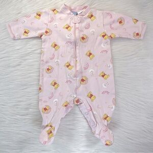 Disney Winnie the Pooh pink footed pajamas, size 0-3 months